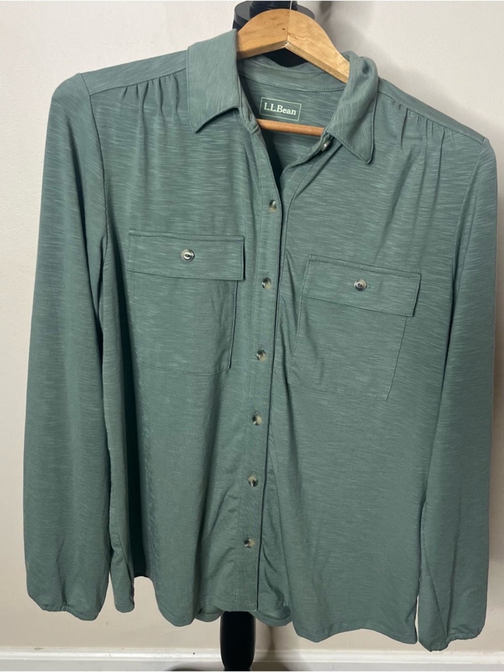 L.L Bean Women’s Camden Sage Green Button-Front Collar Shirt Sz M~NWT - Picture 7 of 12
